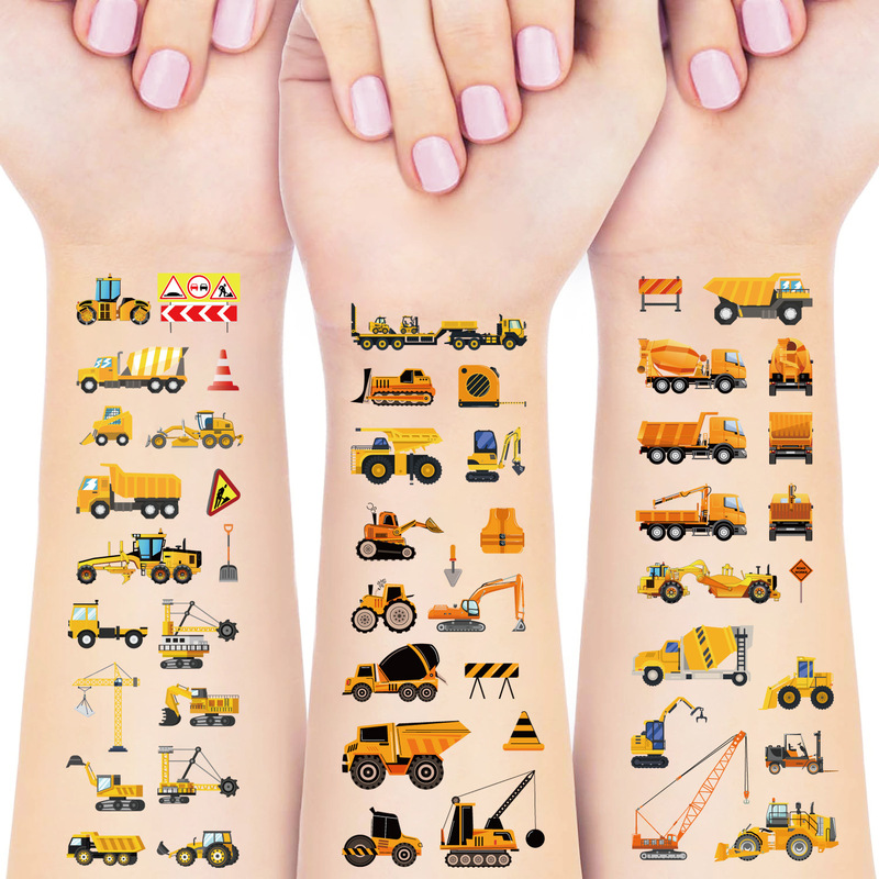 Cross-border New Cartoon Engineering Vehicle Tattoo Sticker Advanced Sense Children's Car Ship Arm Temporary Tattoo Sticker
