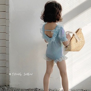 Children's Swimsuit Girls Girls One-Piece Quick-Drying Colorful Cute Kidsren's Fashionable Mermaid Baby Swimsuit Korean