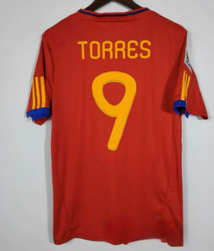 2010 spain home jersey #9 torres + patch / S
