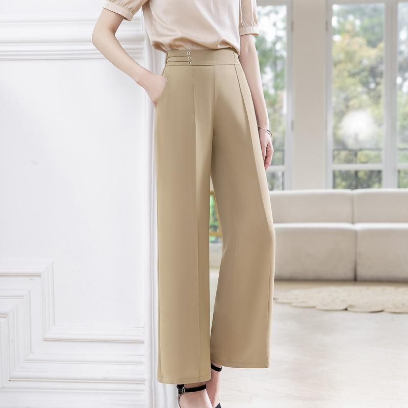 Summer Mom-Style Pants with a Stylish Design, Elastic Waist, Side Pockets, High-Waisted, Slimming, for Middle-Aged and Elderly Women
