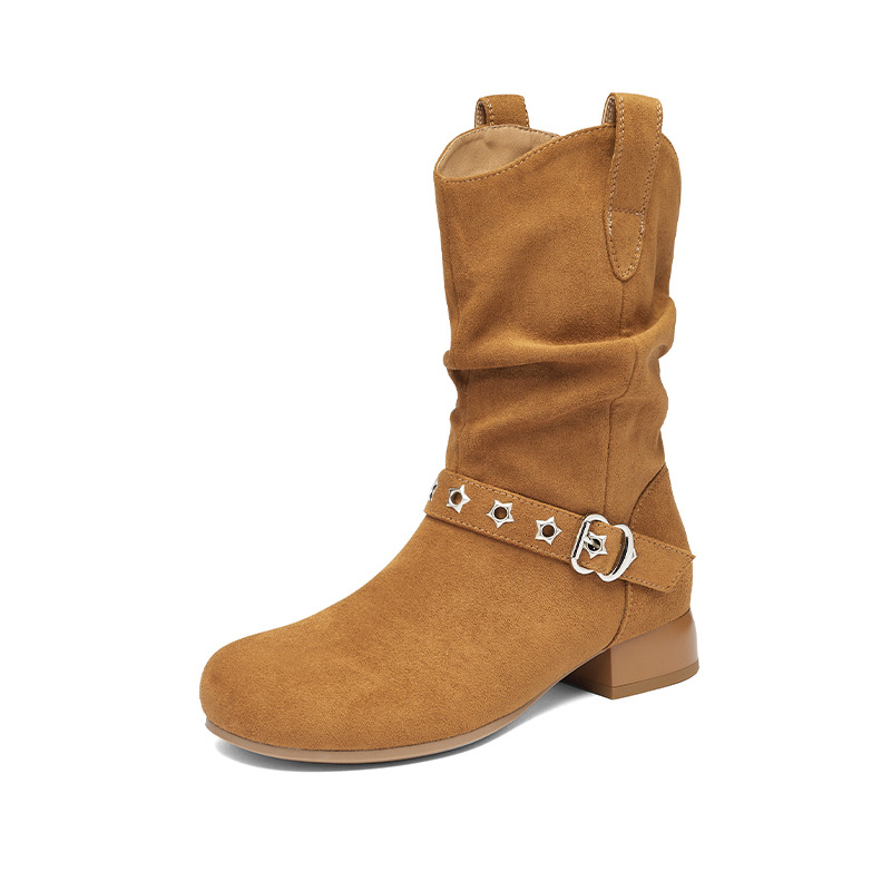Botas de montado de león antiguo para mujeres 2025 nuevo otoño Maillard occidental botas Retro Bocken botas Martin