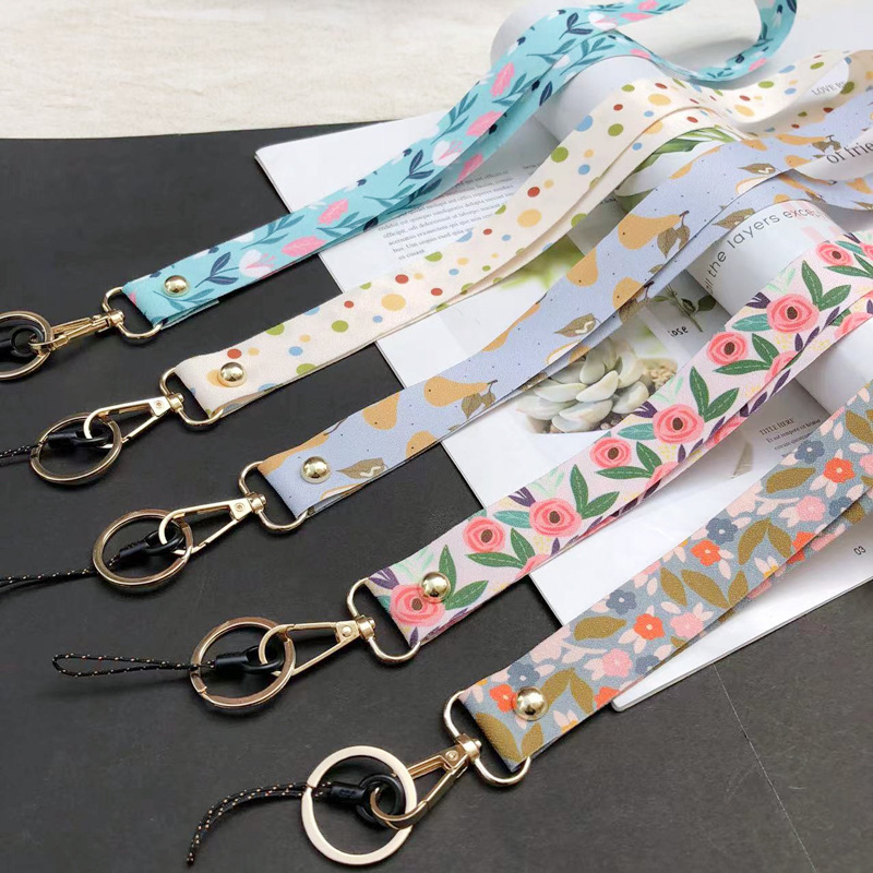 New Printed Mobile Phone Hanging Rope Hanging Rope Wideband Neck-free Women's Key Work Card Holder Anti-loss Hanging Rope