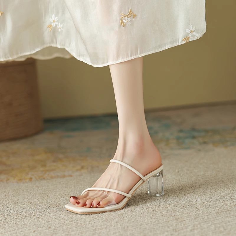 2026 verano francés cristal transparente tacones de zapatillas de tacones de mujer zapatillas de tacones altos image 4