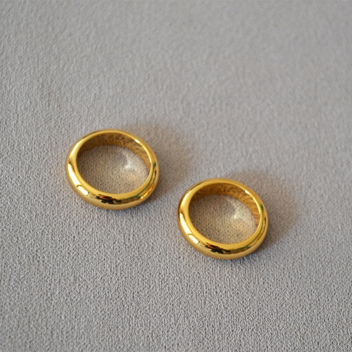 French Celine cool style minimalist fashionable versatile adjustable plain gold-plated copper ring for index finger women