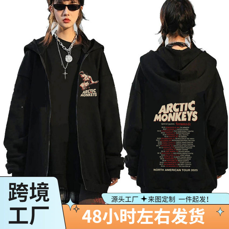 Arctic Monkey Trip Zipper Hoodie Men Women Fashion Pullover Zipper Sweatshirt Hip Hop Coat