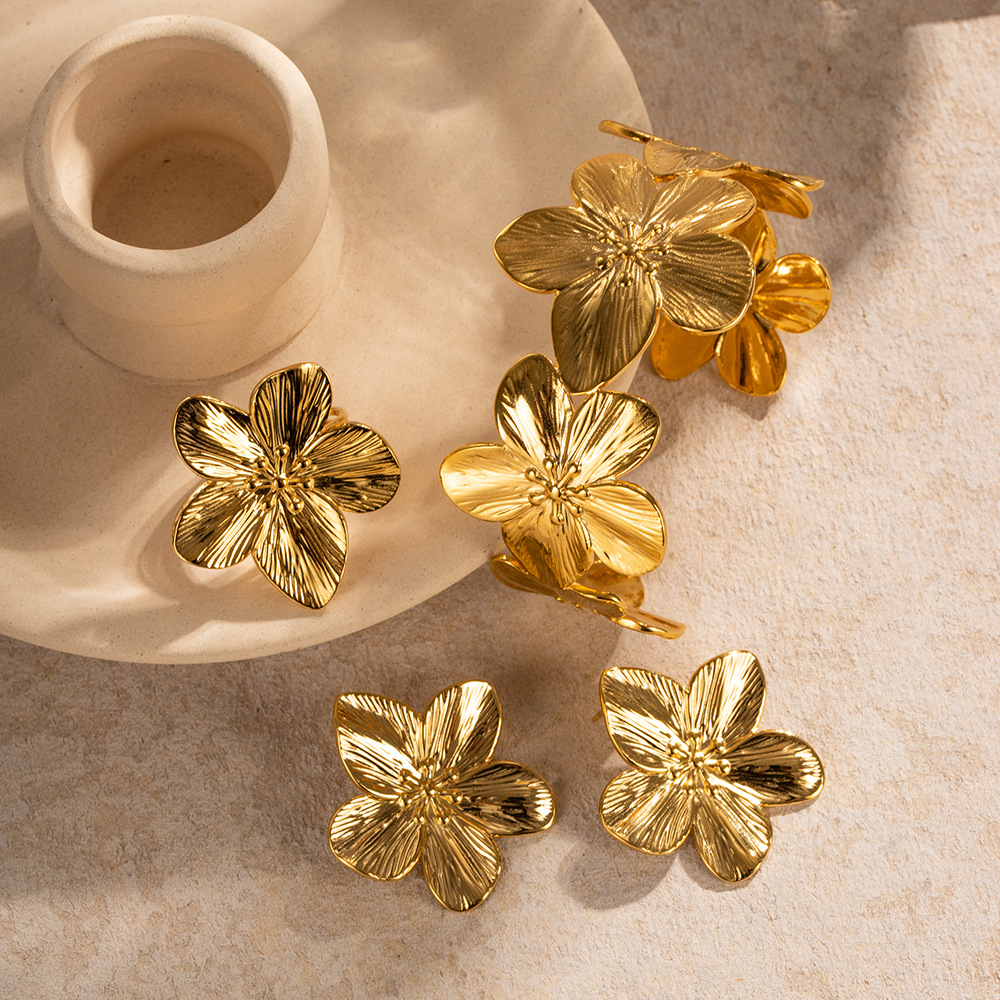 Juego de Joyas de Boda Estilo Europeo y Americano Wanxing, Joyería Versátil de Lujo Ligero con Flores Doradas para Playa, Accesorios de Joyería al por Mayor
