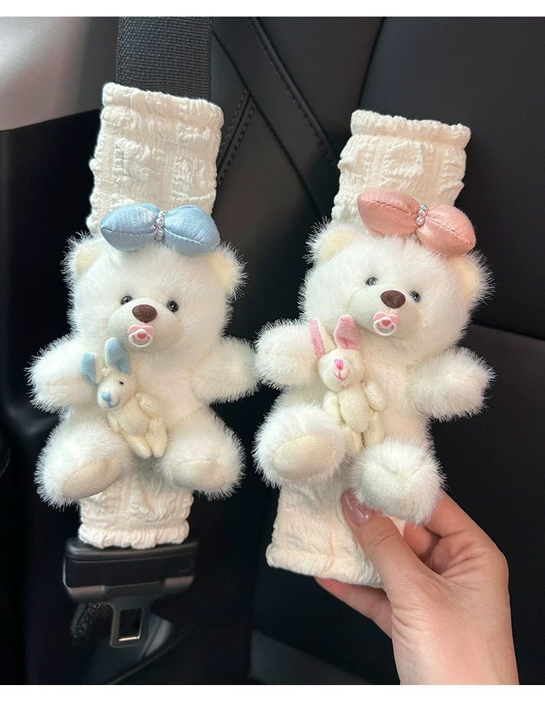 Car Seat Belt Shoulder Protector Anti-Neck Strangulation Cartoon Cute High-End Car Interior Decoration Car Protective Cover for Women
