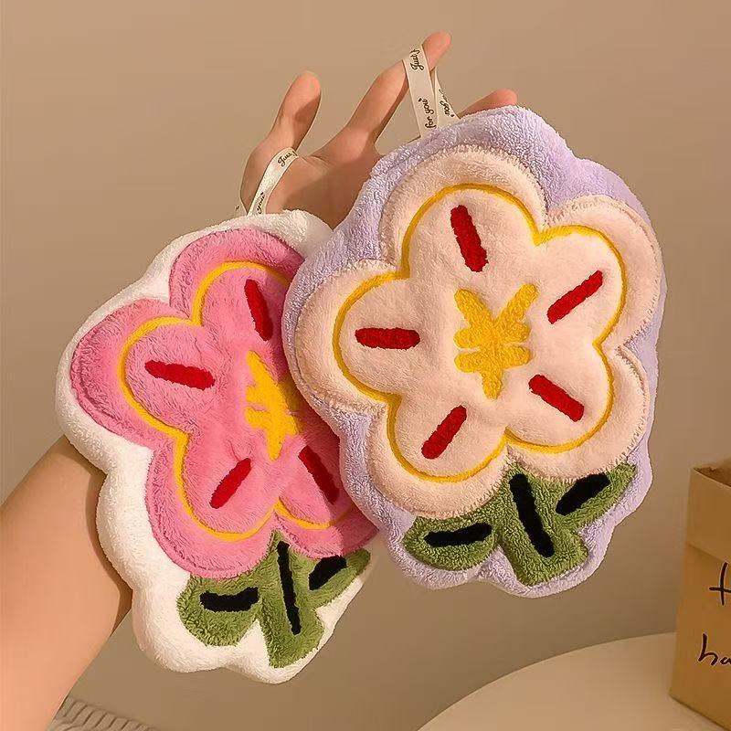 Rich Flower Wipe Hand Towel Hanging Thickened Embroidery Water Absorbent Quick-drying Household Toilet Children's Kitchen Towel Rag Rich Flower Wipe Hand Towel Hanging Thickened Embroidery Water Absorbent Quick-drying Household Toilet Children's Kitchen Towel Rag