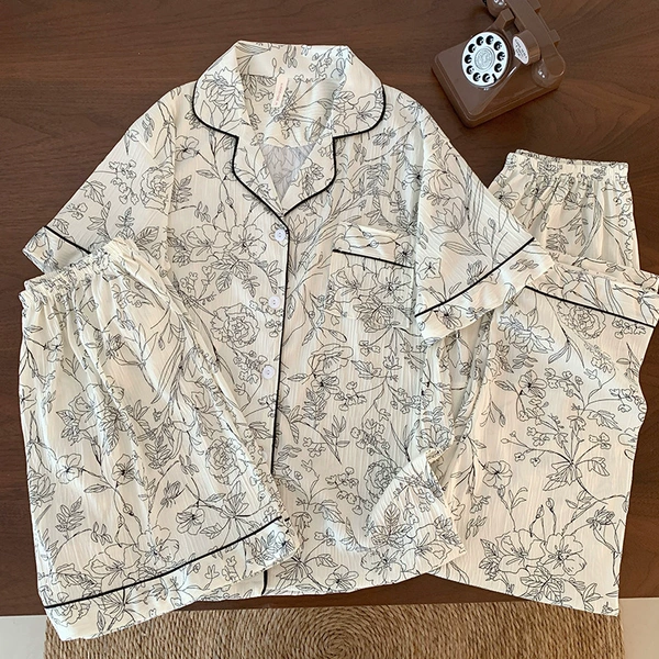 Zou Bu-Fugui Flower [Short Sleeve+shorts+trousers]