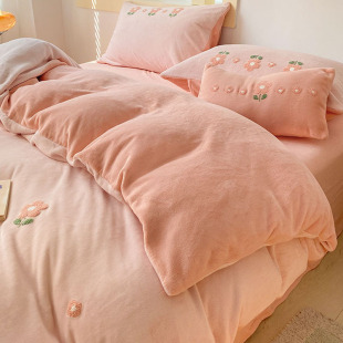 Winter double-sided thickened milk coral fleece quilt cover single piece 150 x200 fleece-lined bed sheet flannel quilt cover 1.5 m
