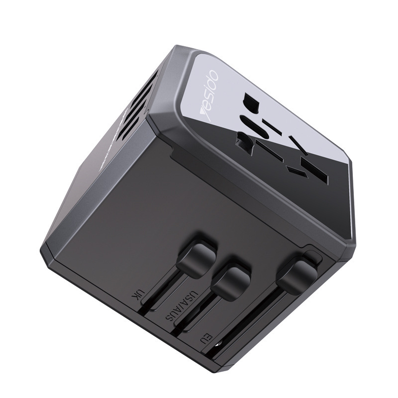 yesido convertidor USB multifuncional enchufe de convertidor de viaje universal convertidor estándar europeo, inglés y americano enchufe de convertidor