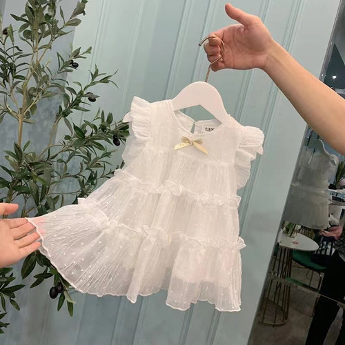 Girls' 2025 Summer Dresses for Baby Girls Princess Dresses Trendy Puffed Dresses for Young Children Baby Dresses Thin Version