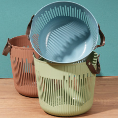 【印刷可能ロゴ】プラスチック家庭用の洗濯物かごを厚くして手提げかごのプラスチック服を収納するかごを透かして洗濯物かごに入れる
