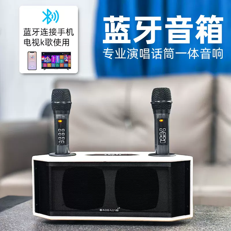 清仓跨境蓝牙音响一体无线麦克风便携K歌户外唱歌家庭ktv蓝牙音箱
