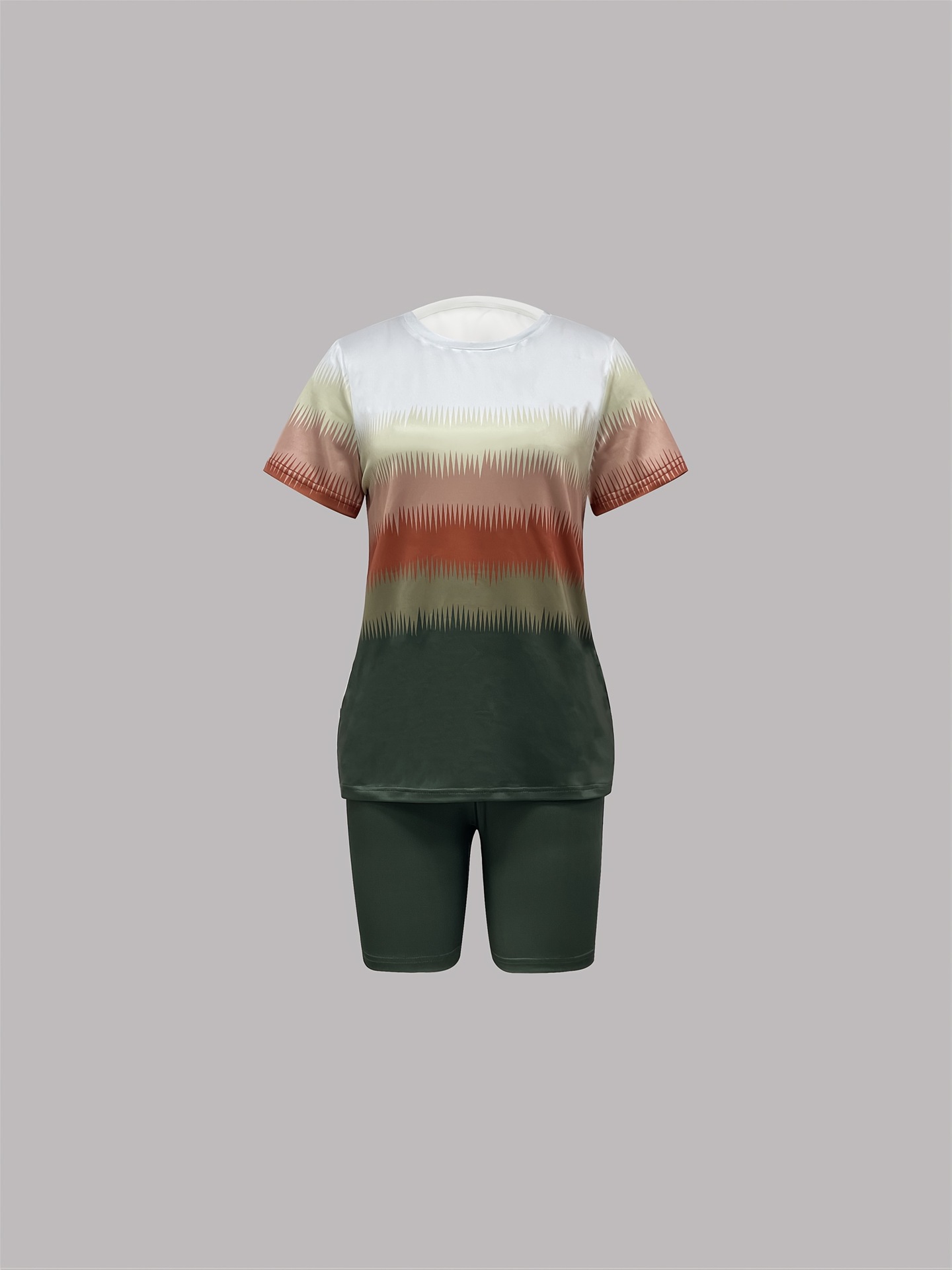 Women's Geometric Print Short Sleeve T-Shirt And Shorts Set - Comfortable Casual Summer Outfit ​​Versatile Two-Piece Coordination_ecoleips.com