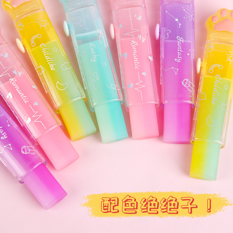 Garrafas de gato de dibujos animados empujando y tirando borracha creativa borracha retráctil borracha especial para estudiantes artículos de papelería limpios al por mayor