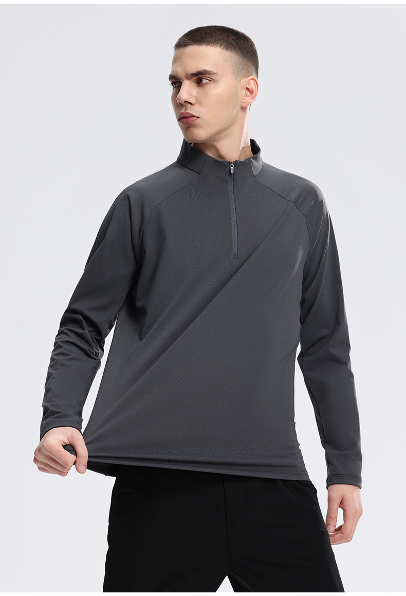 Men's Semi-zipper Sports Quick-drying Sweater Stand-up Collar Fitness Suit_voghion.com