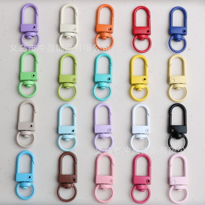50 Mixed Colorful Spray-Painted Keychains Zinc Alloy Spring Clips Carabiner Clips DIY Jewelry Accessories