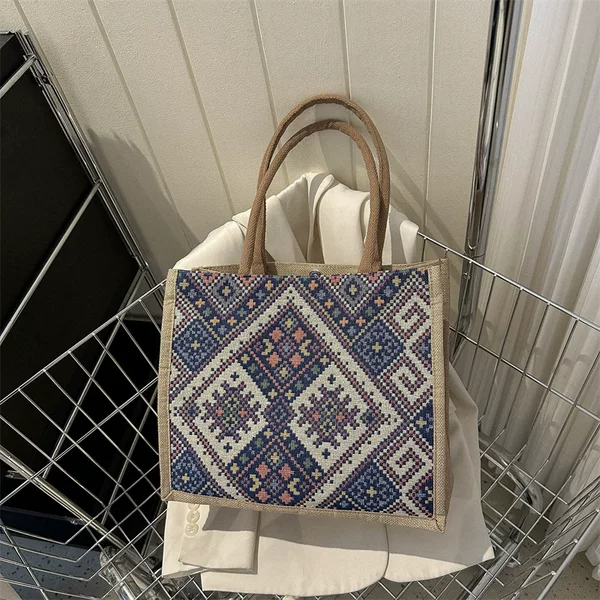 Large-Capacity Commuter Bag for Women 2023 New Fashion Shoulder Tote Bag Ethnic Style Student Satchel Class Bag Trendy