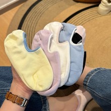 不掉跟无骨袜子女夏薄款竹纤维棉浅口隐形船袜撞色ins潮韩国透气