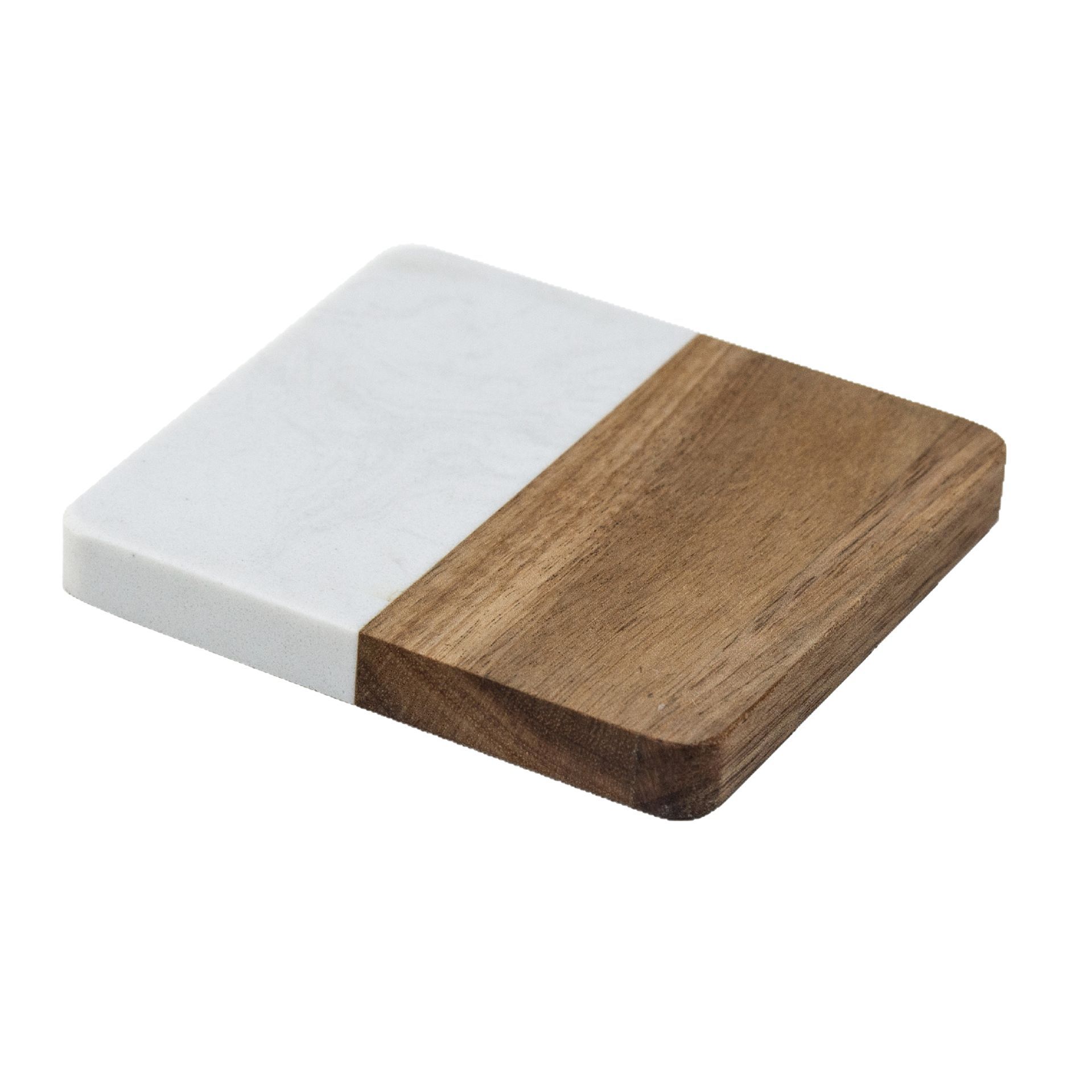 almohadilla de taza de mármol acacia almohadilla de aislamiento de mármol cuadrado redondo blanco y negro almohadilla de taza de té fuente fábrica al por mayor