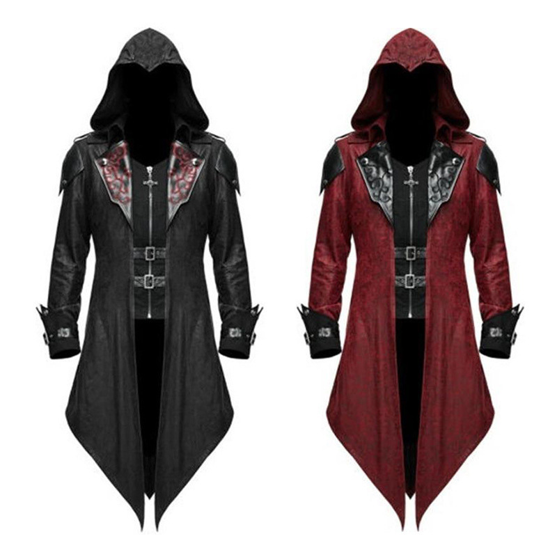 2026Wish Amazon European and American Medieval Halloween Retro Patchwork Jacket Men's Gothic Dark Clothing Clothing