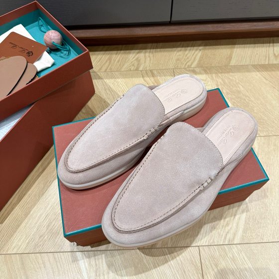 Loro * piana loafers Babouche Walk men's leather LP soft bottom slip-on half slippers