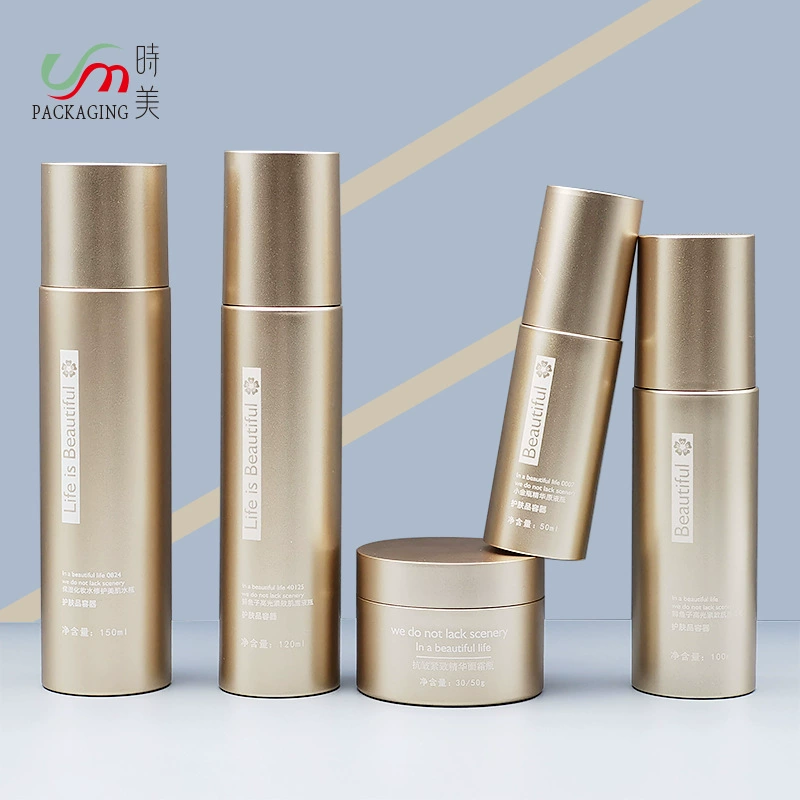 Набор флаконов для крема для лица из ПЭТ-пластика с золотым напылением, 50 мл, 100 мл, 120 мл