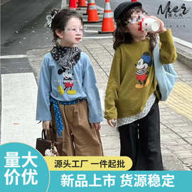 女童春秋款卡通印花打底衫女宝秋季宽松长袖T恤儿童上衣童装tZ057