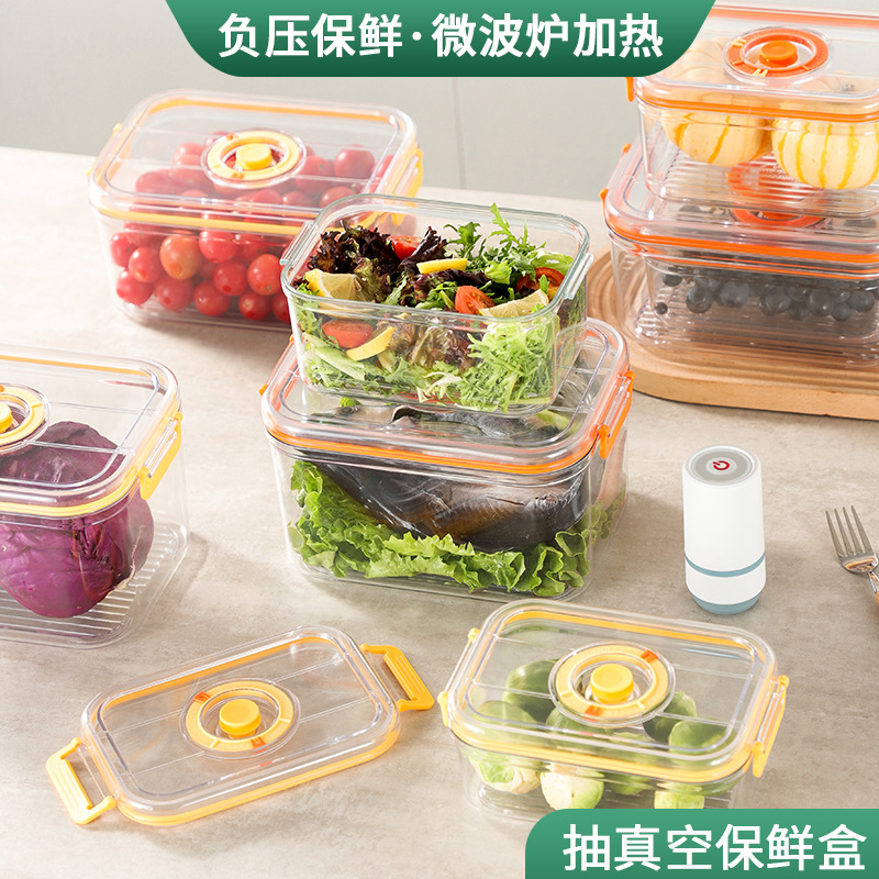 Refrigerador doméstico vacío caja de preservación de frutas y verduras de grado alimenticio se puede calentar en microondas sellado caja de plástico fresco