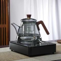 廠家直銷木把蒸煮倆用壺耐熱玻璃煮茶器加厚玻璃燒水壺大容量茶壺