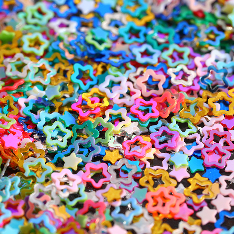 Hollow five-pointed star sequins handmade DIY mobile phone shell flow hemp filling material nail glue accessories manufacturers in stock Hollow five-pointed star sequins handmade DIY mobile phone shell flow hemp filling material nail glue accessories manufacturers in stock