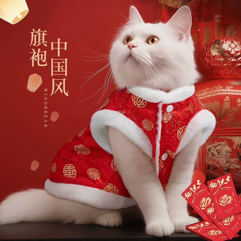 Кошачья одежда, кукольная кошка, синий кот, серебряный слой, кот, китайский Новый год, домашнее животное, праздничная новогодняя одежда, осенняя и зимняя толстая хлопчатобумажная одежда