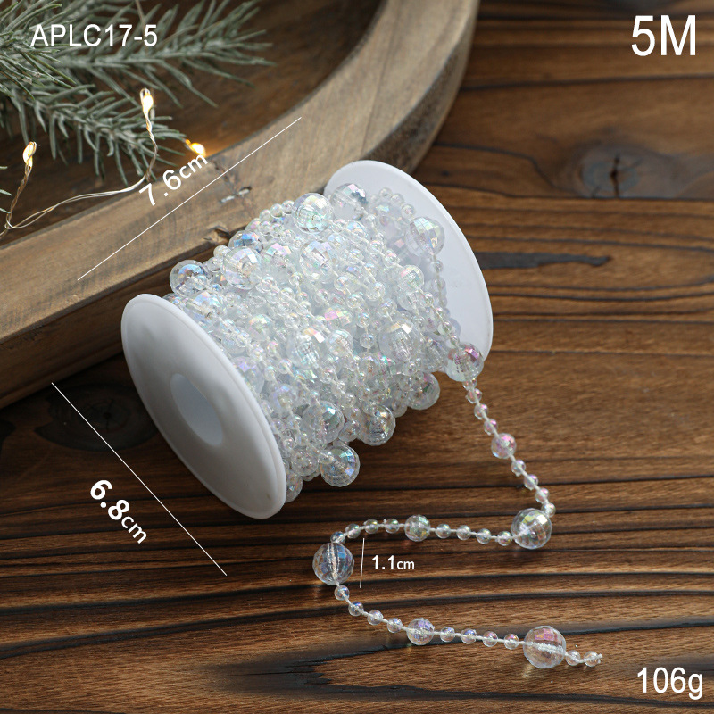 Cadena de cuentas de plástico transparente para decoración navideña, adornos para árbol de Navidad, colgante decorativo, arreglo de escena