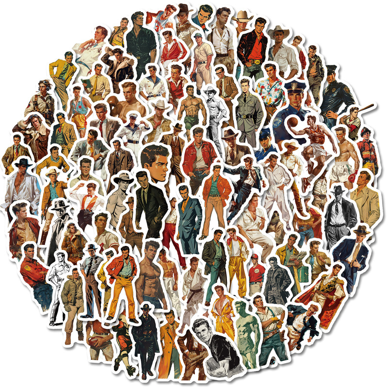 100 retro professional male bully boxer graffiti stickers DIY decorative luggage notebook stickers paper