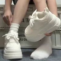 Высокие белые кроссовки, универсальная обувь на платформе, стиль Chanel, 6 см