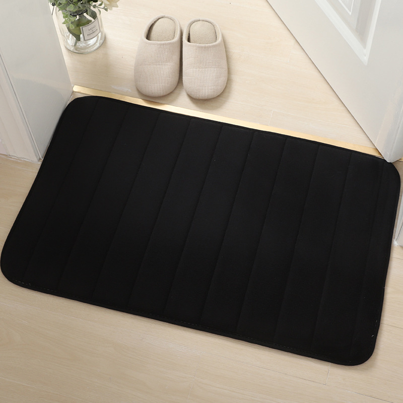 Solid Color Simple Thickened Floor Mat Bathroom Door Absorbent Bathroom Sink Coral Velvet Non-Slip Carpet Foot Mat