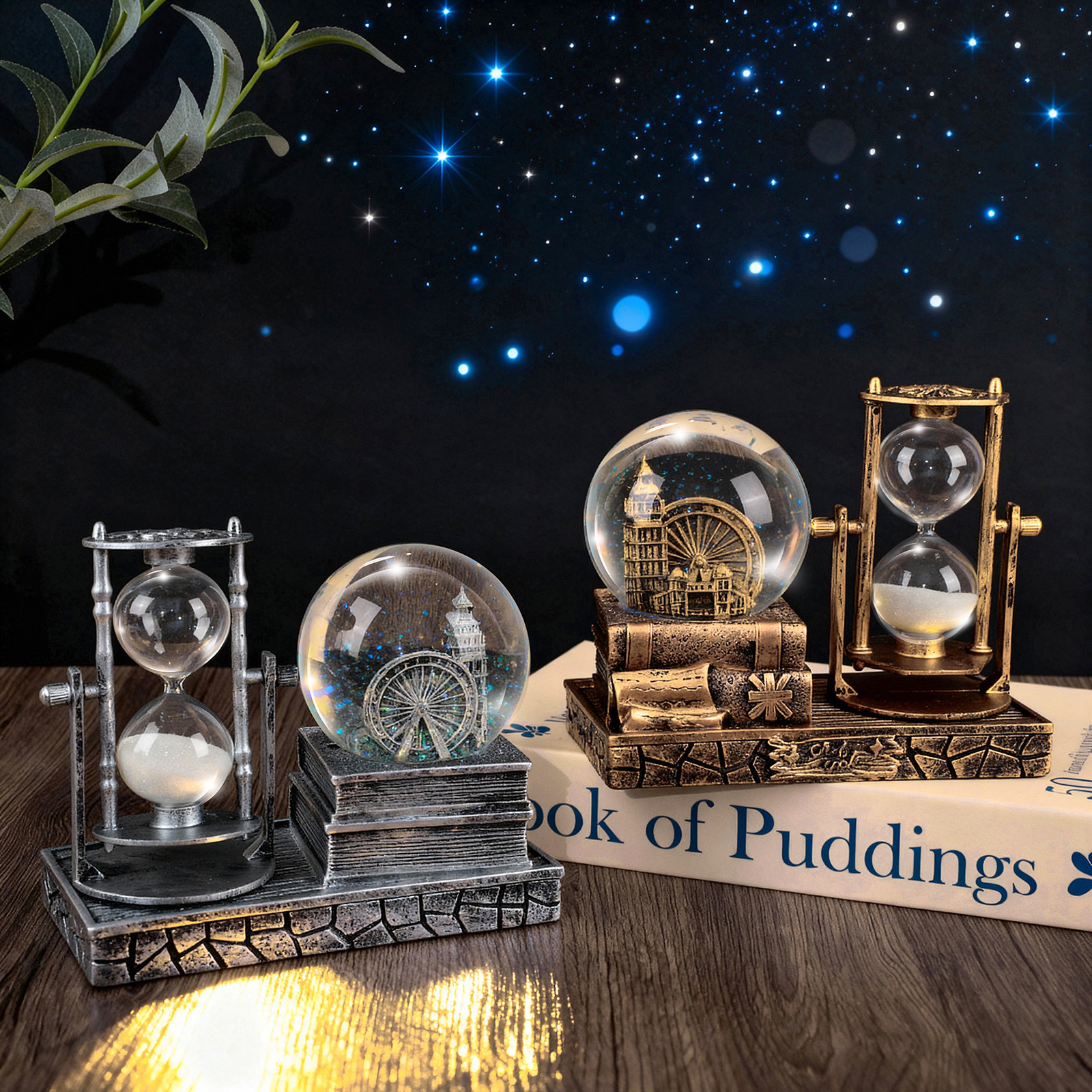 创意复古发光水晶球沙漏计时器摆件客厅房间满天星毕业节日礼品