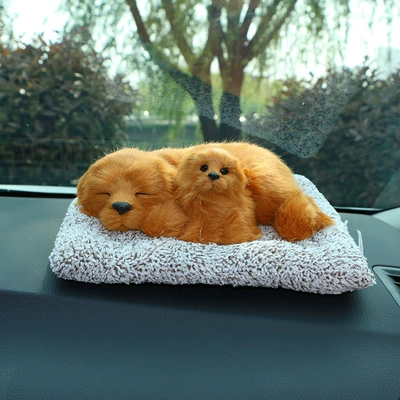 bamboo charcoal dog car accessories — Car ornaments - large-mother-and-child-golden-retriever
