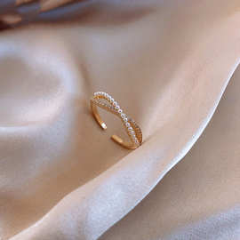 香港【设计师】 2021年新款交叉珍珠戒指女时尚潮气质食指指环