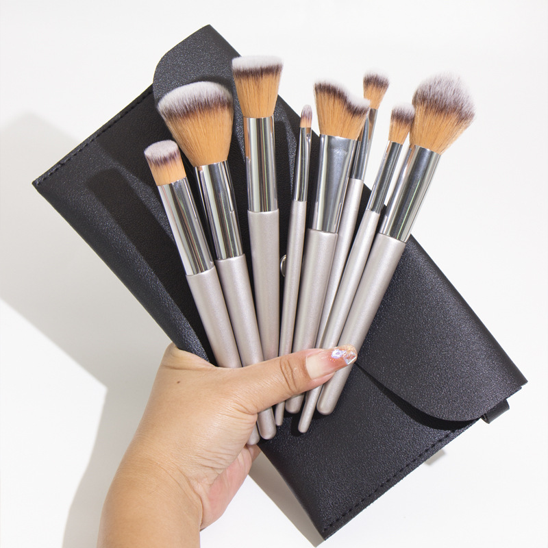 Transfronteriza minería caliente 10 piezas 14 piezas champán llama dorada belleza cepillo maquillaje cepillo traje conjunto completo de cepillos en stock al por mayor