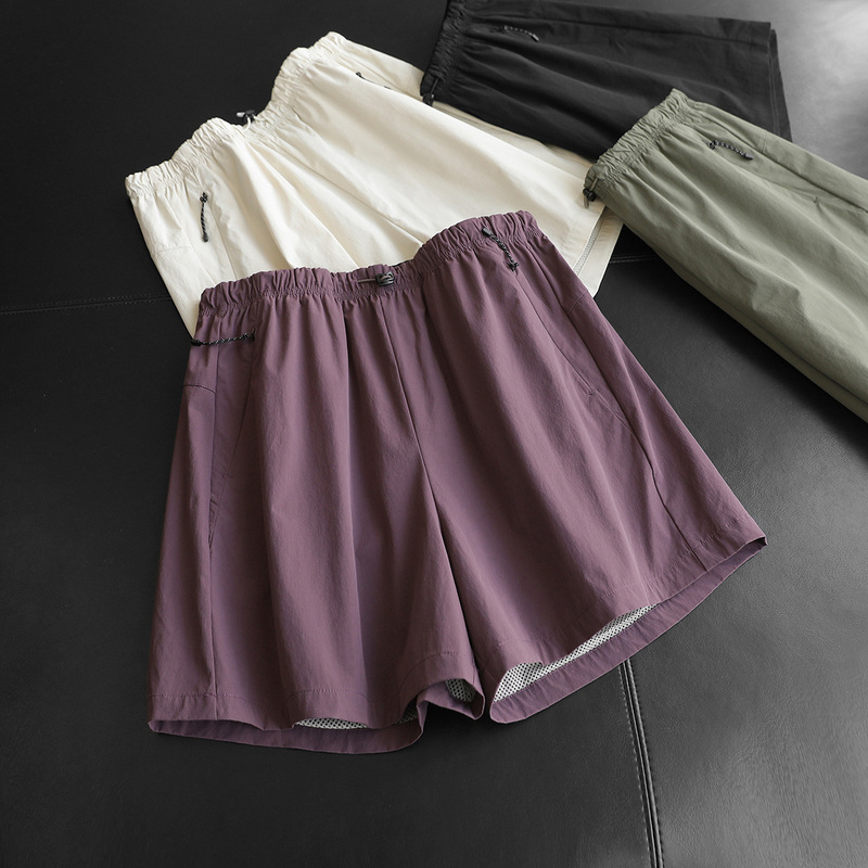 Big Sale Outdoor Tiancai Original Yarn Sun Protection Upf100+ Elastic Waist Loose Wide Leg Shorts Four-Quarter Pants for Women Summer 018