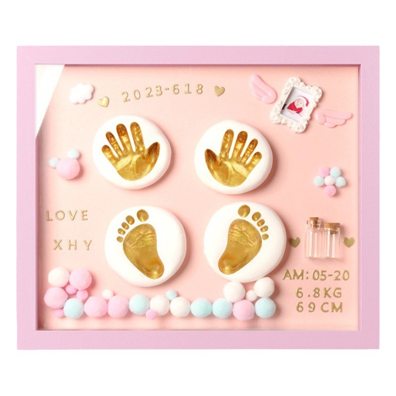 Baby hand footprints children hand and foot inkpad baby newborn 100 days diy year old commemorative full moon inkpad photo frame