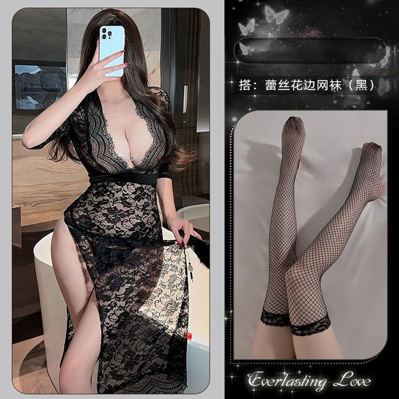 블랙 + 블랙 망사 스타킹