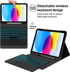 適用iPad 10.9背光藍牙觸控鍵盤pro11膚感筆槽保護套10.2皮套12.9