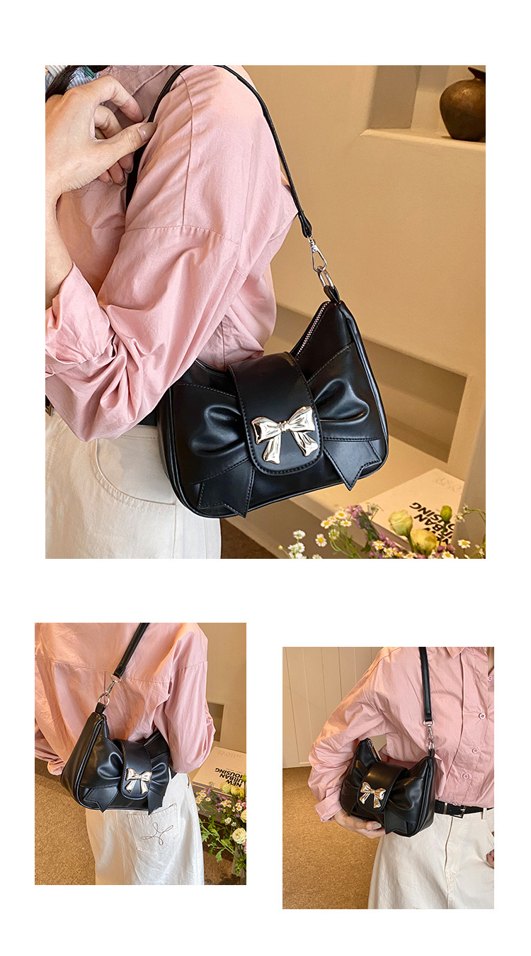 Women's Small Pu Leather Solid Color Fashion Bowknot Flip Cover Shoulder Bag display picture 3