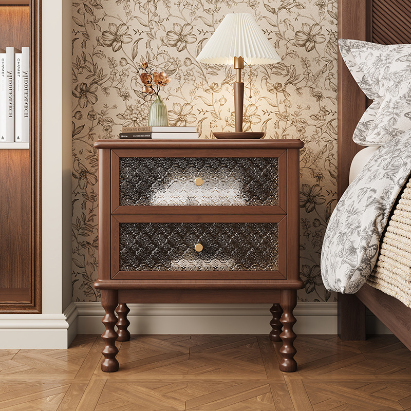 Vintage Solid Wood Bedside Table Antique Bedroom Bedside Cabinet American Small Cabinet Storage Cabinet American Storage Table