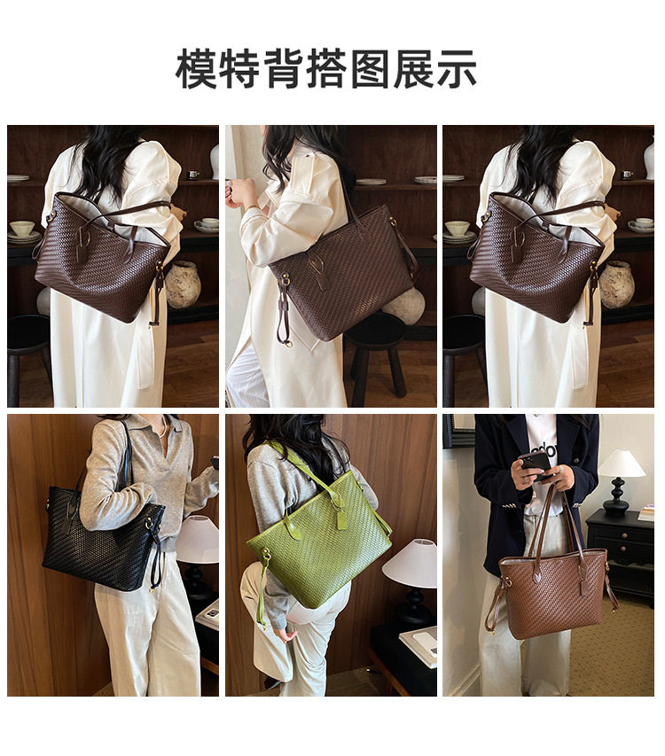 Túi tote nữ dáng kẹp nách đeo vai kiêm xách tay cỡ lớn — màu cà phê, màu nâu, xanh lá cây, đen chi tiết 8