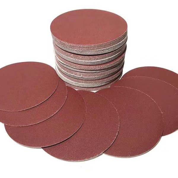 厂家直销 背绒红砂5寸 6寸 9寸无孔  自粘背绒打磨片抛光金属除锈