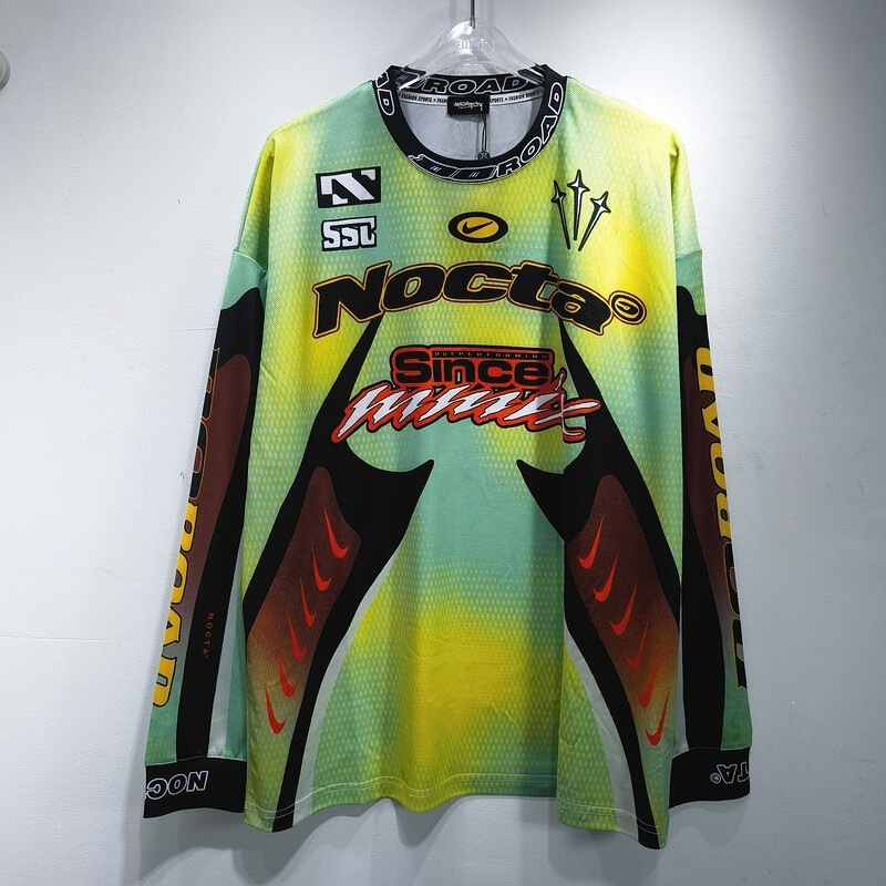 Niche Fashion Brand Nocta Collaboration with Drake Classic Motorcycle Racing Rabbit Graffiti Letter Print Loose Long-Sleeve Shirt Niche Fashion Brand Nocta Collaboration with Drake Classic Motorcycle Racing Rabbit Graffiti Letter Print Loose Long-Sleeve Shirt